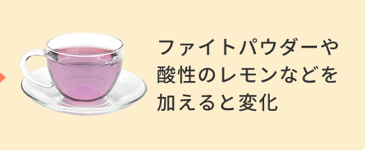 ファイトパウダーや酸性のレモンなどを加えると変化
