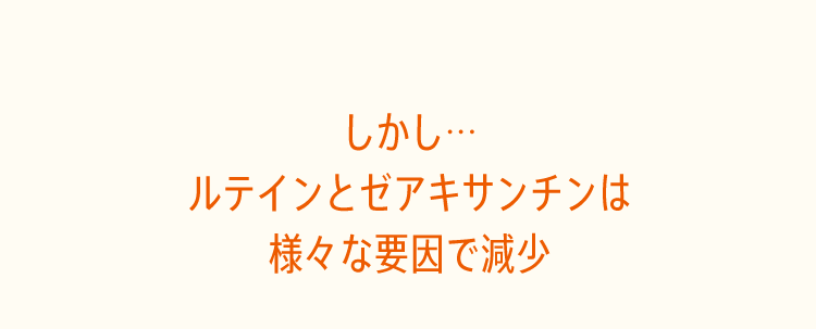しかし…ルテインとゼアキサンチンは様々な要因で減少