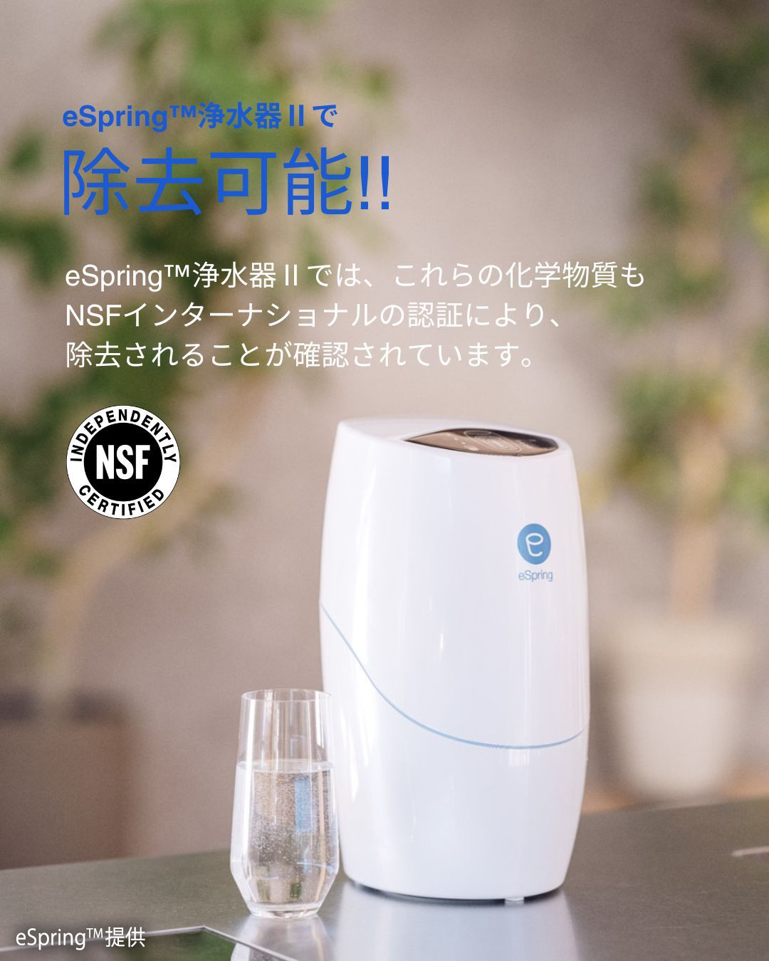 健康に悪影響を及ぼす可能性がある化学物質もNSF認証により除去される