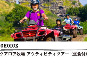 choice クアロア牧場 アクティビティツアー（昼食付）